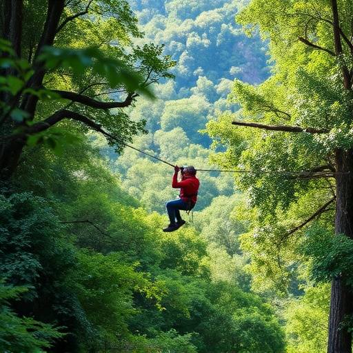 A group ziplining through a lush forest canopy in Tsitsikamma National Park.