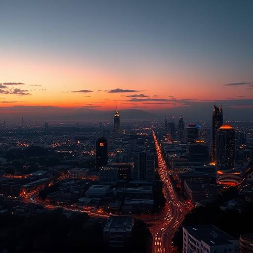 Cityscape of Johannesburg at dusk