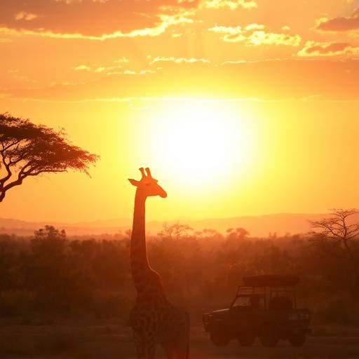 Giraffe in Kruger National Park at sunset