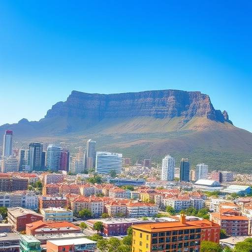 Panoramic view of Cape Town with Table Mountain