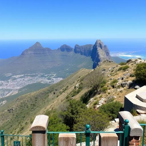 Table Mountain overlooking Cape Town on a sunny day